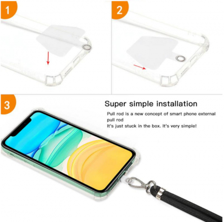Snur universal de prindere telefon, Neck Strap 92822, lungime 133 cm, reglabila, cu carabina metalica, negru [7]