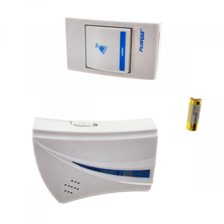Sonerie cu buton Wireless conectare la priza, Flores FE-40795, receptor, 32 melodii, raza actiune 100 metri, sistem anti-interferenta, alba cu albastru [5]