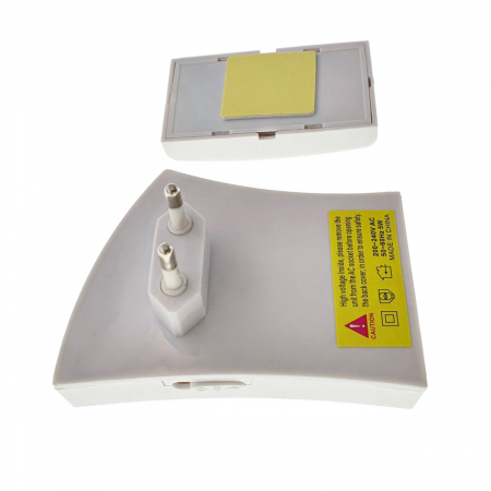 Sonerie cu buton Wireless conectare la priza, Flores FE-40795, receptor, 32 melodii, raza actiune 100 metri, sistem anti-interferenta, alba cu roz [3]