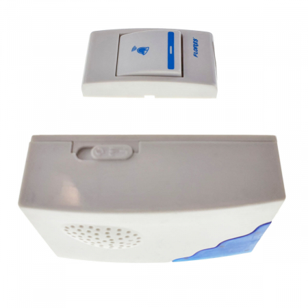 Sonerie cu buton Wireless cu baterii, Flores FE-40791, cu receptor, 32 melodii, raza actiune 100 metri, sistem anti-interferenta, alba cu albastru [3]