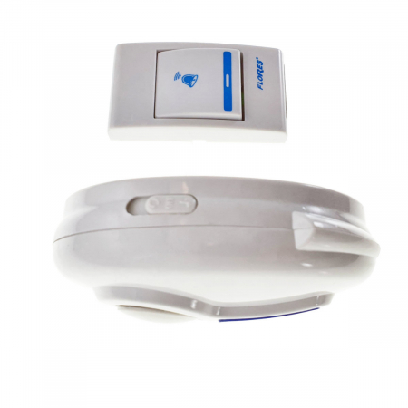 Sonerie cu buton Wireless cu baterii, Flores FE-40792, un receptor, 32 melodii, raza actiune 100 metri, sistem anti-interferenta, alba cu albastru [2]