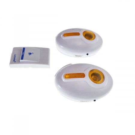 Sonerie Luckarm 7620, fara fir, cu un buton si 2 sonerii, cu led, 30 melodii, alba cu portocaliu [1]