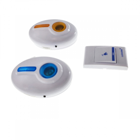 Sonerie Luckarm 7620 fara fir, cu un buton si 2 sonerii cu led, 30 melodii, albastru cu portocaliu [1]