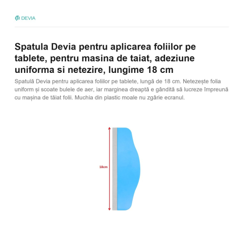 Spatula Devia pentru aplicarea foliilor pe tablete, pentru masina de taiat, adeziune uniforma si netezire, lungime 18 cm [1]