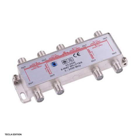 Convertoare - Splitter CATV 8 cai TED372679, banda 5 - 2450 MHz, pentru semnal TV pe cablu coaxial