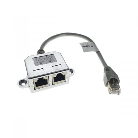 Conectica IT - Adaptor Lan Splitter Rj45 tata la 2 x Rj45 mama, Gri, Lanberg