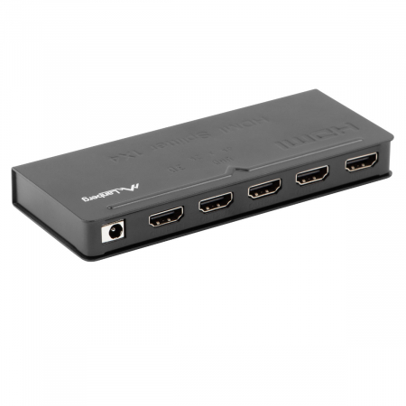 Adaptoare HDMI - Splitter video Lanberg 42431, o intrare HDMI si 4 porturi de iesire HDMI 4K, 3D, alimentare DC jack 110-250V 1A, negru