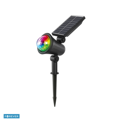 Iluminat gradina - Spot solar LED RGB, Forever Light Spot Light Sunari FME-190, IP44, baterie 18650 Li-ion 3.7V 1800mAh, dimensiuni 400 x 95 x 260mm, material ABS si PC
