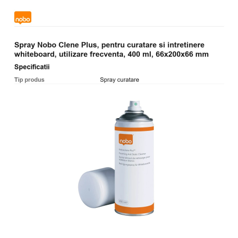 Spray Nobo Clene Plus, pentru curatare si intretinere whiteboard, utilizare frecventa, 400 ml, 66x200x66 mm [2]