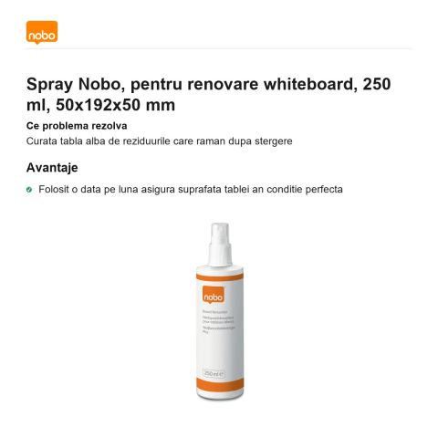 Spray Nobo, pentru renovare whiteboard, 250 ml, 50x192x50 mm [1]