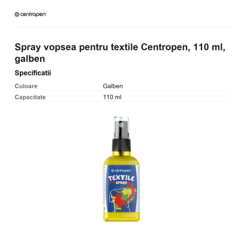 Spray vopsea pentru textile Centropen, 110 ml, galben [2]