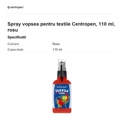 Spray vopsea pentru textile Centropen, 110 ml, rosu [2]