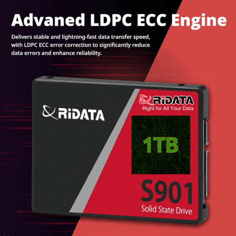 SSD 2.5 SATA 1TB RIDATA S901, Viteza 550 MB/s, pentru Gaming, Laptop, Backup Masiv, cu Tehnologie LDPC ECC si Consum Ultra-Redus [2]