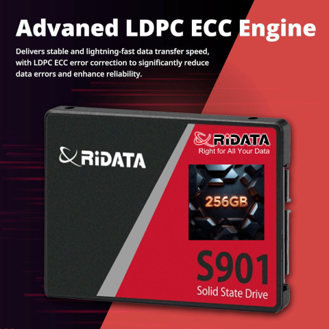 SSD 2.5 SATA 256GB RIDATA S901, Viteza Maxima 550 MB/s, pentru Sistem de Operare, Gaming, Workstation, cu Tehnologie Avansata LDPC ECC [2]