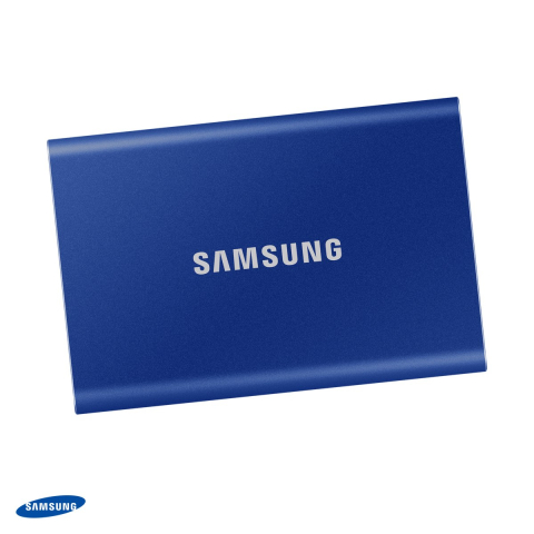 SSD Portabil USB-C / USB-A - SSD extern portabil Samsung T7, 1 TB, USB-C, USB 3.2 Gen 2 10 Gbps, citire 1.050 MB/s, scriere 1.000 MB/s, criptare AES 256-bit, albastru, MU-PC1T0H/WW