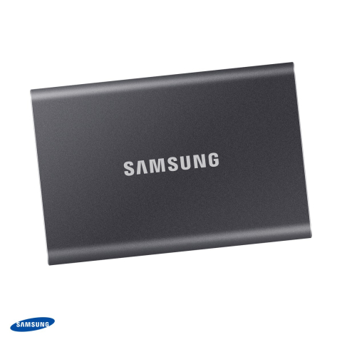 SSD Portabil USB-C / USB-A - SSD extern portabil Samsung T7, 1 TB, USB-C, USB 3.2 Gen 2 10 Gbps, citire 1.050 MB/s, scriere 1.000 MB/s, criptare AES 256-bit, gri, MU-PC1T0T/WW
