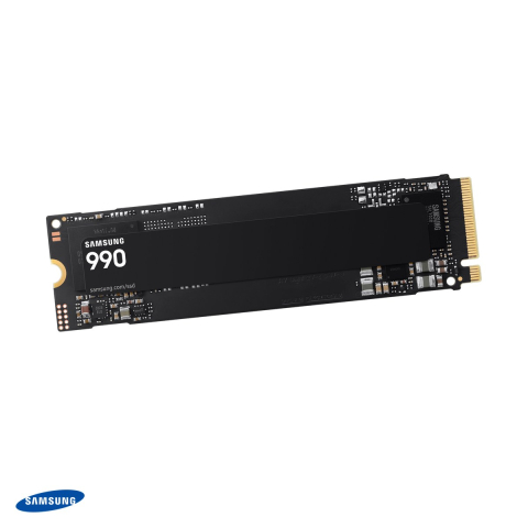 Medii de stocare - SSD intern Samsung 990, 1 TB, M.2 2280, PCIe 4.0 x4 NVMe 2.0, citire 7.150 MB/s, scriere 6.450 MB/s, fara DRAM cu HMB, negru, MZ-V9V1T0BW