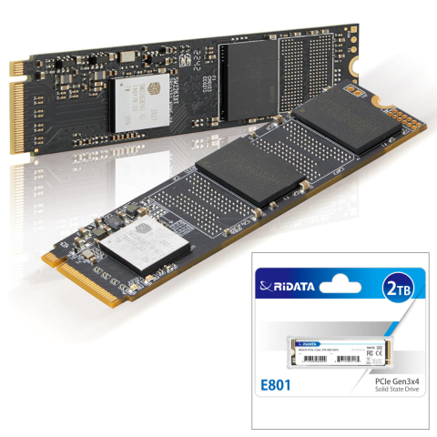 SSD M.2 NVMe 2TB RIDATA E801, PCIe Gen3 x4, Viteza citire 2200 MB/s, pentru Laptop, PC Gaming, Workstation, cu NAND 3D si tehnologie LDPC [5]