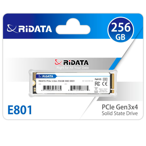 PCIe M2 SSD - SSD PCIe M.2 NVMe RIDATA E801, 256 GB, Viteza Citire 2100 MB/s, Upgrade Laptop & PC, Tehnologie LDPC