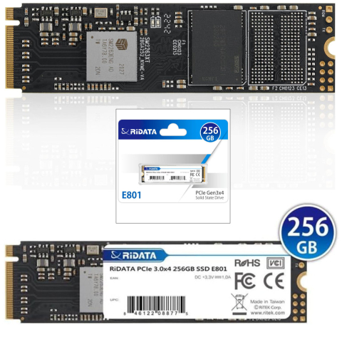 SSD PCIe M.2 NVMe RIDATA E801, 256 GB, Viteza Citire 2100 MB/s, Upgrade Laptop & PC, Tehnologie LDPC [5]