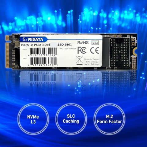 SSD PCIe M.2 NVMe RIDATA E801, 256 GB, Viteza Citire 2100 MB/s, Upgrade Laptop & PC, Tehnologie LDPC [1]