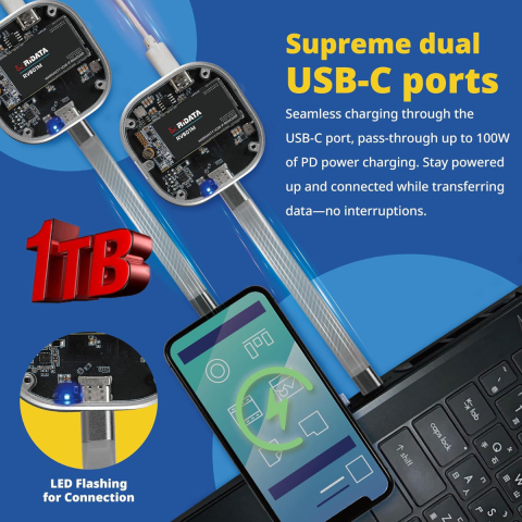 SSD Portabil Extern RiDATA RV801M 1 TB, Viteza Mare 1050 MB/s, Compatibil MagSafe pentru Filmari ProRes 4K pe iPhone, Carcasa Metalica cu Capac Transparent [2]