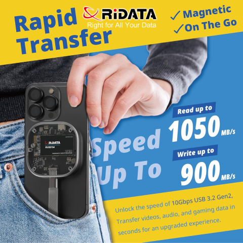 SSD Portabil Extern RiDATA RV801M 512 GB, Viteza Mare 1050 MB/s, Compatibil MagSafe si iPhone pentru Filmari ProRes, Carcasa Metalica cu Capac Transparent [5]