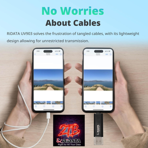 SSD Portabil Extern RiDATA UV903 2 TB, Viteza 1050 MB/s, Dual Port USB-C si USB-A, Compatibil Universal [4]
