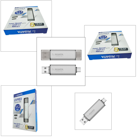 SSD Portabil Extern RiDATA UV903, 512GB, Viteza 1050 MB/s, Dual USB-C si USB-A pentru Laptop, PC, Smartphone, Carcasa Argintie Ultra-Compatibila [4]