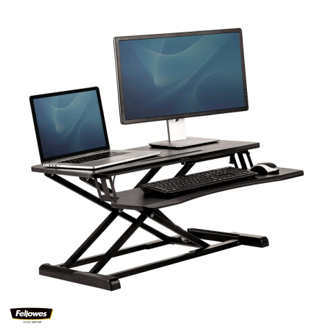 Birou & Ergonomie - Statie de lucru sit-stand Fellowes Corsivo, pentru 2 monitoare sau monitor si laptop, 11.43x80.01x61.28 cm