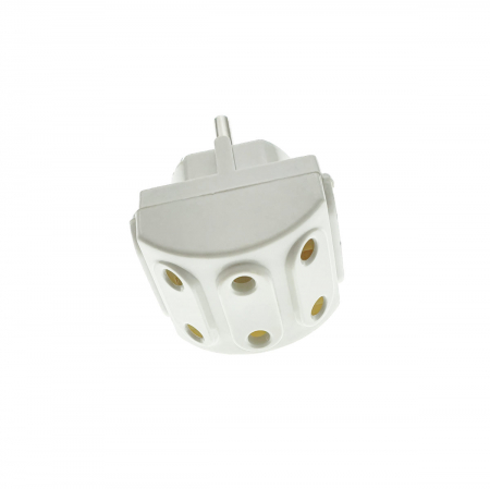 Stecher cu 5 prize, FE-40087, fara impamantare, 6A 220V, alb [1]