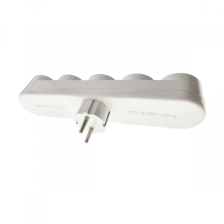 Stecher cu 5 prize tip schuko cu impamantare, 16A 250V, alb [1]