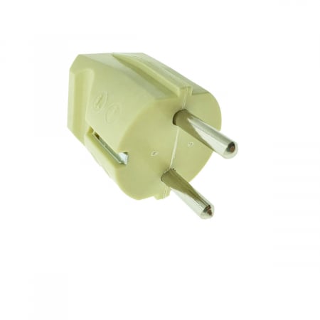 Accesorii prize - Stecher demontabil schuko, cu impamantare, 220V, 16A, cu iesire dreapta, din ebonita, bej