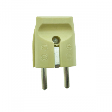Stecher demontabil schuko, cu impamantare, 220V, 16A, cu iesire dreapta, din ebonita, bej [2]