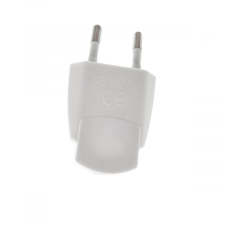 Stecher plat, priza EU, IP20, 10A, 220 - 240V, 50Hz, dimensiuni 60 x 37 x 16mm, alb [2]