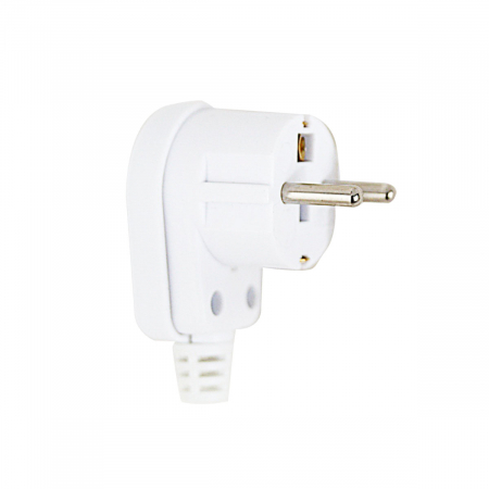 Iluminare si Electrice - Stecher unghiular cu impamantare, 3680W, 16A, dimensiuni 70 x 57 x 40 mm, alb