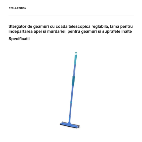 Stergator de geamuri cu coada telescopica reglabila, lama pentru indepartarea apei si murdariei, pentru geamuri si suprafete inalte [2]