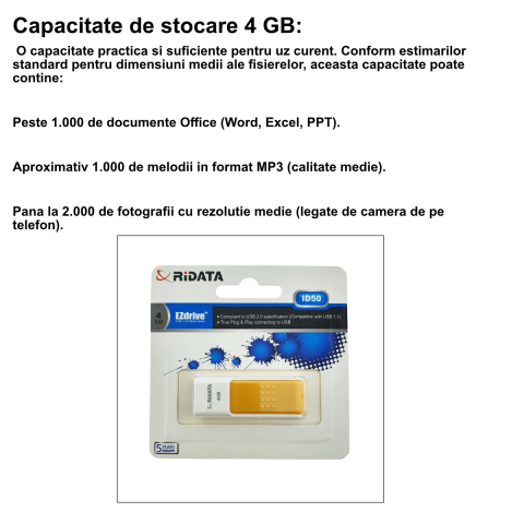 Stick USB 2.0 RiDATA, 4 GB, Stocare Documente, Backup, Muzica, Poze, Conector Retractabil Portocaliu [2]