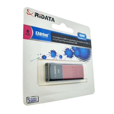 Stick USB 2.0 RiDATA, 8 GB, Stocare Portabila, Transfer Date, Backup, Conector Retractabil Fara Capac, Rosu [1]