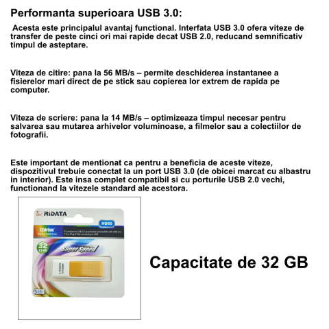 Stick USB 3.0 RiDATA, 32 GB, Transfer Rapid, Backup, Filme, Conector Retractabil Portocaliu [2]