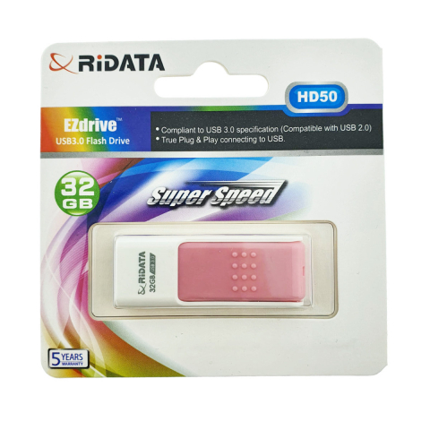 Memorii 32 Gb - Stick USB 3.0 RiDATA, 32 GB, Transfer Rapid, Stocare Documente, Media, Conector Retractabil Roz