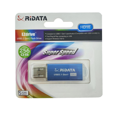 Memorii 256 Gb - Stick USB 3.1 RiDATA 256GB Transfer Rapid Carcasa Metalica pentru Stocare Documente, Backup, cu Functie Securitate Partitie Privata, Albastru