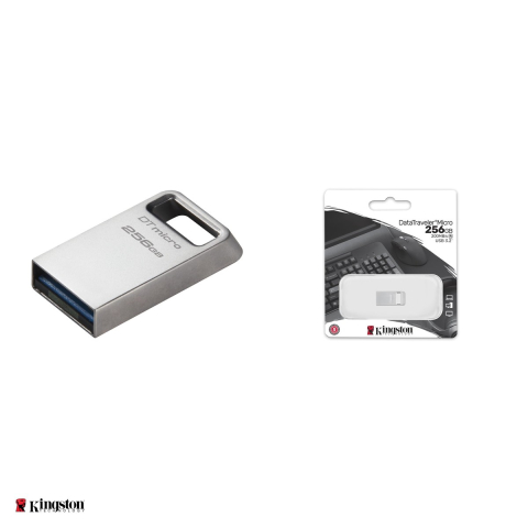 Stick USB mini Kingston DataTraveler Micro, 256 GB, USB-A, USB 3.2 Gen 1, citire pana la 200 MB/s, carcasa metalica, argintiu, DTMC3G2/256GB [3]