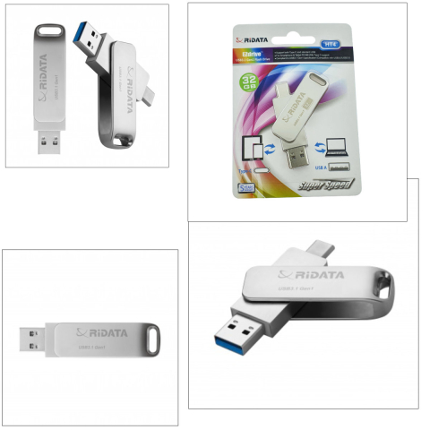 Stick USB OTG 32GB Dual USB-C si USB-A Viteza 5Gbps, RiDATA HT4, pentru Telefon, Tableta, PC, Metalic Silver [4]