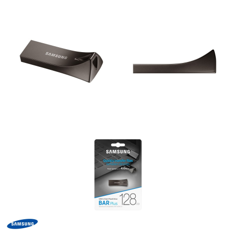 Stick USB Samsung BAR Plus, 128 GB, USB-A, USB 3.1 Gen 1, citire pana la 400 MB/s, corp metalic rezistent la apa si socuri, gri titan, MUF-128BE4/APC [4]