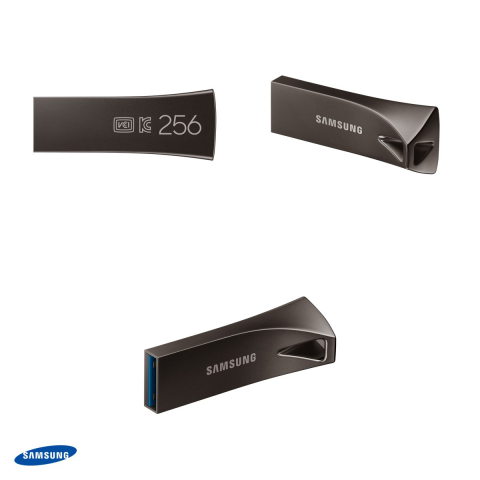 Stick USB Samsung BAR Plus, 256 GB, USB-A, USB 3.1 Gen 1, citire pana la 400 MB/s, corp metalic rezistent la apa si socuri, gri titan, MUF-256BE4/APC [3]