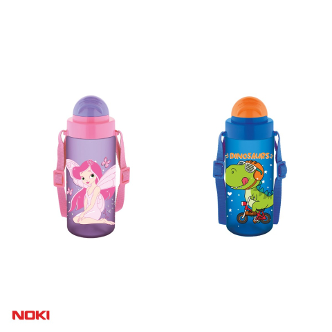 Sticla de apa pentru copii Noki T-0106 Soft Touch din tritan fara BPA, 500 ml, cu pai integrat si curea de transport, culori asortate [3]