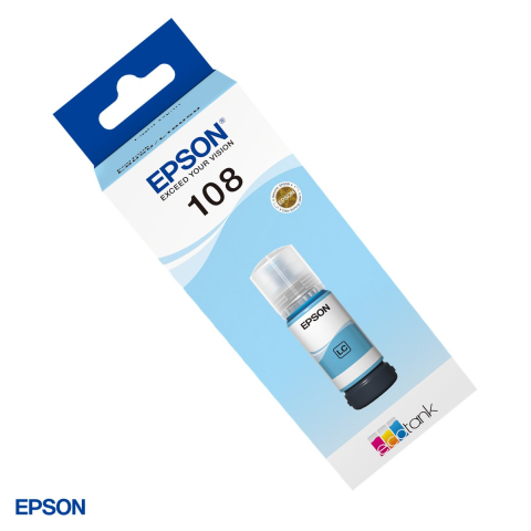 Imprimante - Sticla de cerneala Epson 108 EcoTank, 70 ml, cerneala dye, randament 7.200 pagini, pentru L8050 si L18050, cyan deschis (Light Cyan), C13T09C54A