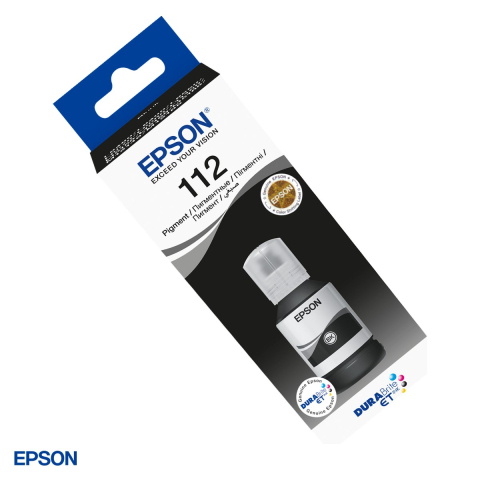 Imprimante - Sticla de cerneala Epson 112 EcoTank, 127 ml, cerneala pigment, randament 7.500 pagini, pentru imprimante EcoTank, negru, C13T06C14A