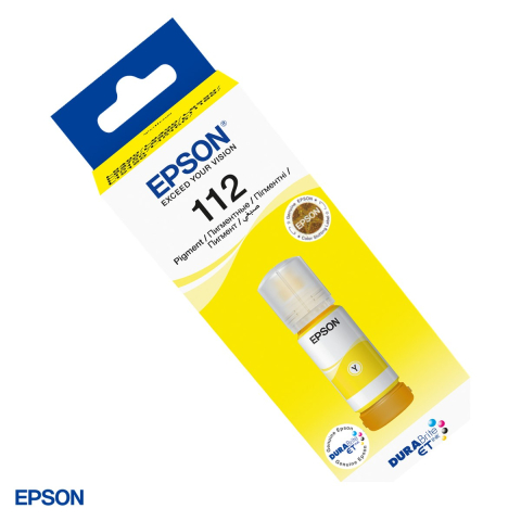 Imprimante - Sticla de cerneala Epson 112 EcoTank, 70 ml, cerneala pigment, randament 6.000 pagini, pentru imprimante EcoTank, galben, C13T06C44A